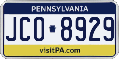 PA license plate JCO8929