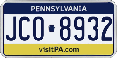 PA license plate JCO8932