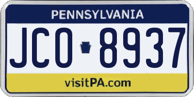 PA license plate JCO8937