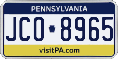PA license plate JCO8965