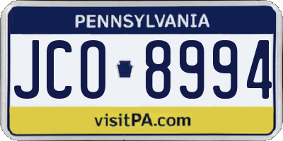 PA license plate JCO8994