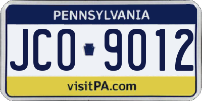 PA license plate JCO9012