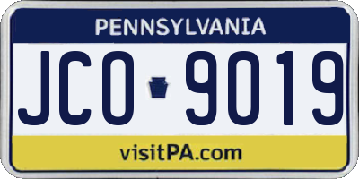 PA license plate JCO9019