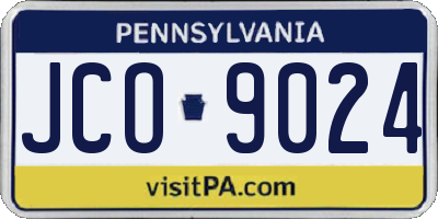 PA license plate JCO9024