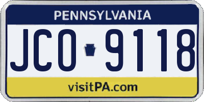 PA license plate JCO9118