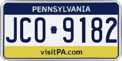PA license plate JCO9182