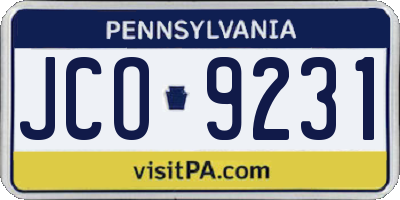 PA license plate JCO9231