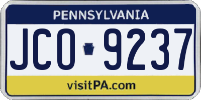 PA license plate JCO9237