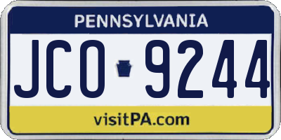 PA license plate JCO9244