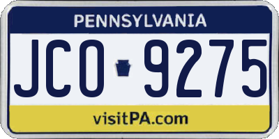 PA license plate JCO9275