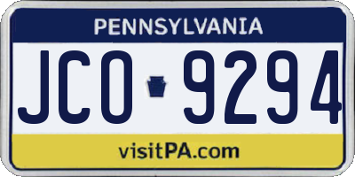 PA license plate JCO9294