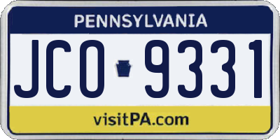 PA license plate JCO9331