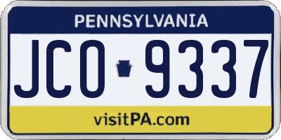 PA license plate JCO9337