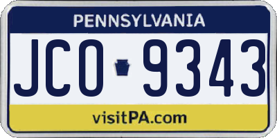 PA license plate JCO9343