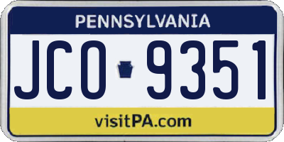 PA license plate JCO9351