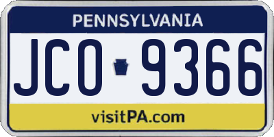 PA license plate JCO9366