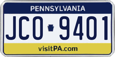 PA license plate JCO9401