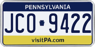 PA license plate JCO9422