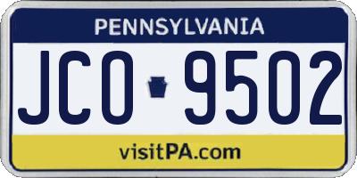 PA license plate JCO9502
