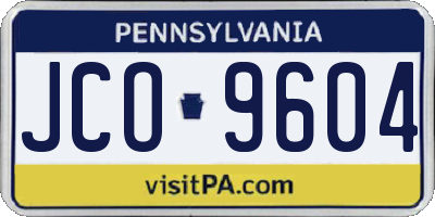 PA license plate JCO9604