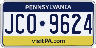 PA license plate JCO9624