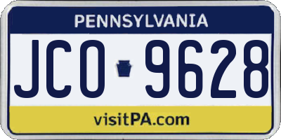 PA license plate JCO9628