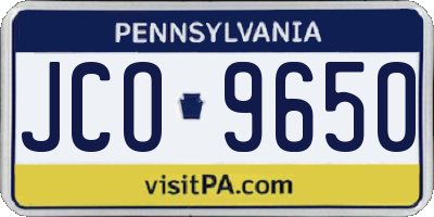 PA license plate JCO9650