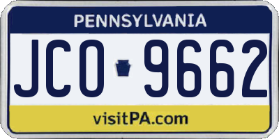 PA license plate JCO9662