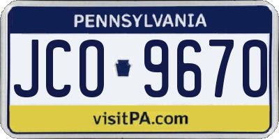 PA license plate JCO9670
