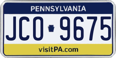 PA license plate JCO9675