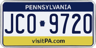 PA license plate JCO9720