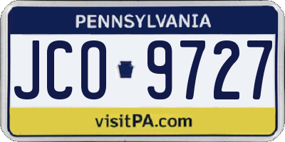 PA license plate JCO9727
