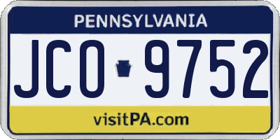 PA license plate JCO9752