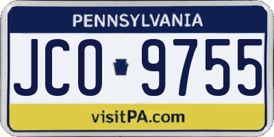 PA license plate JCO9755