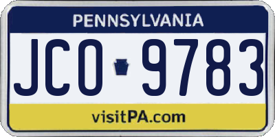 PA license plate JCO9783