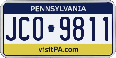 PA license plate JCO9811