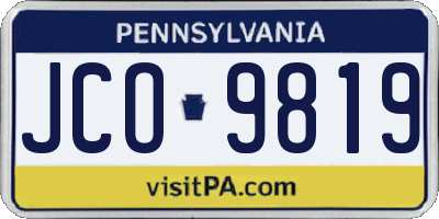 PA license plate JCO9819