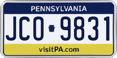 PA license plate JCO9831