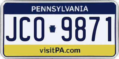 PA license plate JCO9871