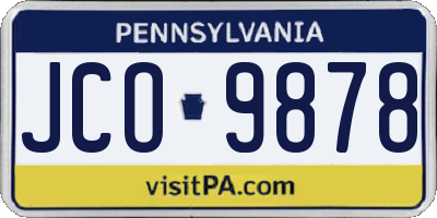 PA license plate JCO9878