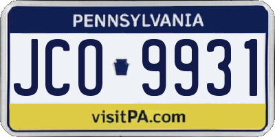 PA license plate JCO9931