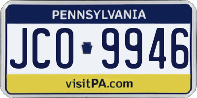 PA license plate JCO9946