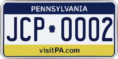 PA license plate JCP0002
