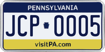 PA license plate JCP0005