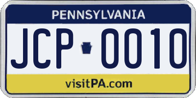 PA license plate JCP0010