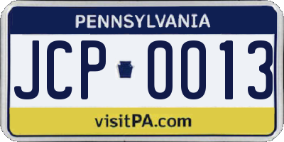 PA license plate JCP0013