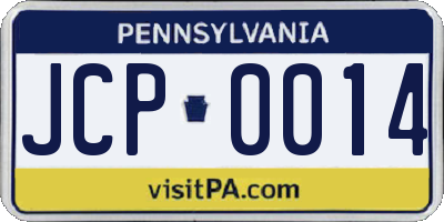 PA license plate JCP0014