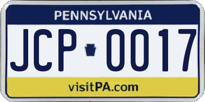 PA license plate JCP0017