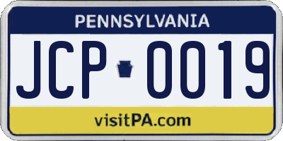 PA license plate JCP0019