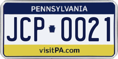 PA license plate JCP0021
